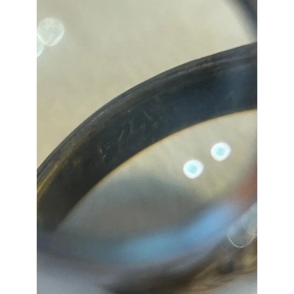 Vintage Sterling Silver Genuine Amber Stone Ring Two Tone Size 6 1/2